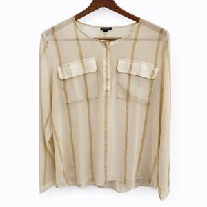 Ann Taylor Sheer Striped Blouse – Modern Classic / Office Core (Size L)